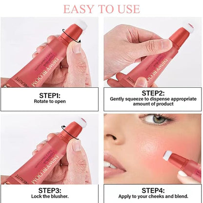 Cream Blush Wand, Milk Liquid Blush Contour Wand with Cushion Applicator, Smooth Natural Makeup Stick for Cheek, Lip, Eye - Lightweight, Easily Blendable - 101 Ravishing, Nude Pink