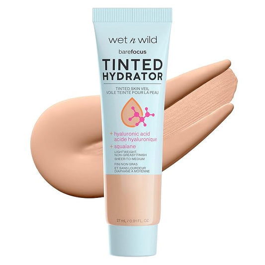 wet n wild Bare Focus Tinted Hydrator Matte Finish, Light, Oil-Free, Moisturizing Makeup | Hyaluronic Acid | Sheer To Medium Coverage
