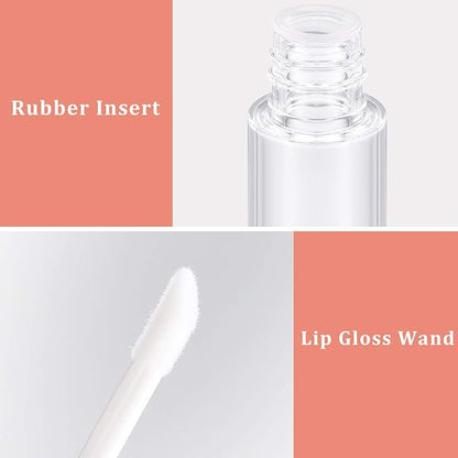 30 Piece Lip Gloss Tube 10 ml Empty Refillable Lip Balm Bottle Clear Plastic Gloss Container Reusable Lipstick Bottle with Rubber Insert for Lipstick(10 ml,Assorted Colors)