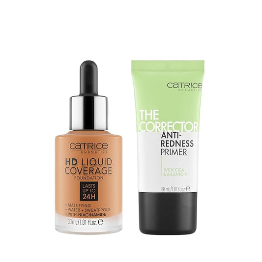 Catrice | HD Foundation 70 & The Corrector Anti-Red Primer| Full Coverage Makeup | Vegan & Cruelty Free