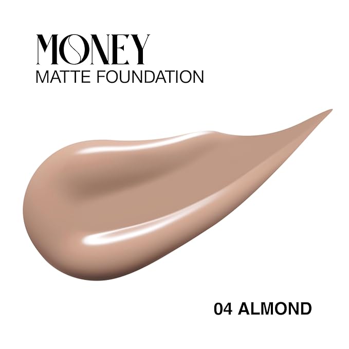 Money Liquid Matte Foundation – Long-Lasting, Natural Looking & Buildable Coverage – For Combination, Dry, Oily Skin – Lightweight & Moisturizing (Almond)