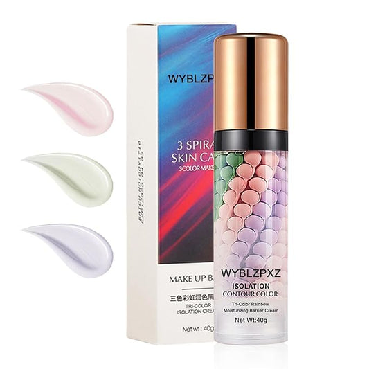 Tri-Color Corrector Isolation Cream, One Step Correcting Facial Serum Makeup Primer Base, Moisturizing Flawless Foundation