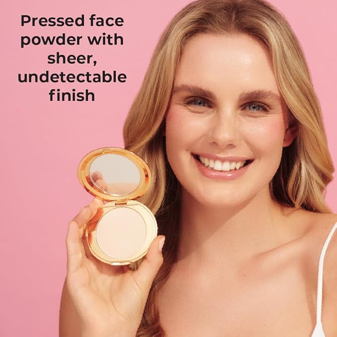 MCoBeauty Miracle Flawless Pressed Powder, Fair Shade, Oil-Control, Soft-Focus Finish with Hydrating Rose Flower Extract & Sweet Almond Oil, Vegan, Cruelty Free Cosmetics