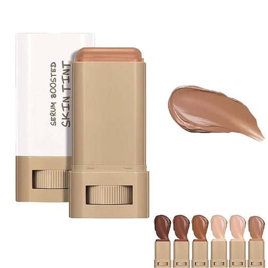 Skween Serum Boosted Skin Tint Balm for Black Women, Skween Serum Boosted Hydration Beauty Balm, Solid Tinted Foundation Stick, Moisturizing, Light, Non-Greasy, Natural Finish Makeup (#06, standard)