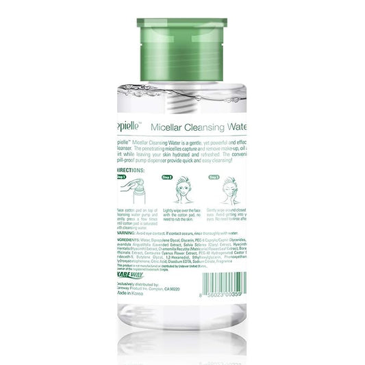 Epielle Micellar Cleansing Water | Makeup Remover for All Skin Types | Gently Cleanses Skin | 8 Fl Oz (1 Pack) | Ideal for Beauty Gifts, Spa Days, Gift Sets | Korean Skincare