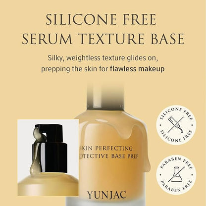 Skin Perfecting Protective Base Prep (1.35 fl oz) - Grip Primer, Skin Perfecting Korean Makeup Base. Silicone Free Serum texture Base for Glowing and Long-Lasting Makeup