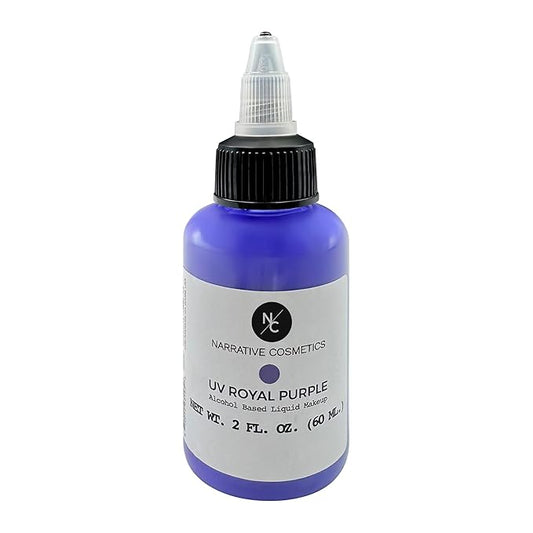 UV Fluorescent Alcohol Airbrush Paints - 2 fl oz, Glow Effect, Waterproof, Sweatproof, Highly Pigmented Liquid Makeup for Bodypainting, Film, TV, Festivals - UV Royal Purple