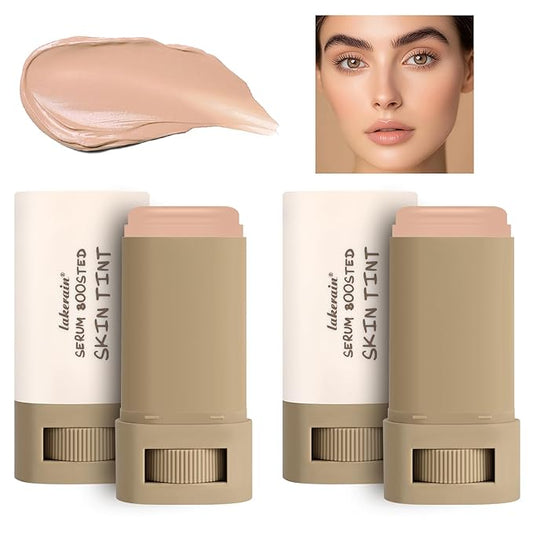 2Pcs Foundation Stick Beauty Balm Serum Boosted Skin Tint, Solid Tinted Moisturizing Serum Contour Stick Foundation Face for Women, Hydrates, Natural Finish Makeup (#5, 5)
