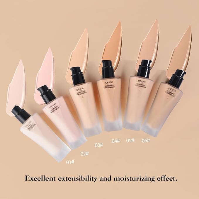 LAMUSELAND Liquid Foundation Makeup, Matte Full Coverage Hydrating Foundation Concealer, Color Correcting Moisturizing Face Makeup for All Skin (Classic Ivory, Large)