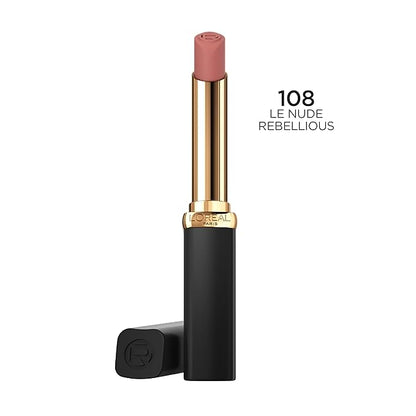 L'Oreal Paris Colour Riche Intense Volume Matte Lipstick, Lip Makeup Infused with Hyaluronic Acid for up to 16HR Wear, Le Nude Rebellious, 0.06 Oz