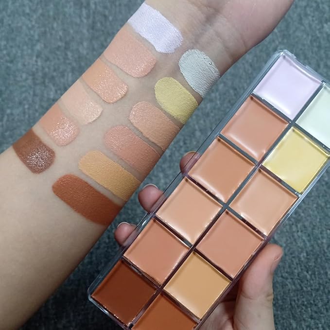 VERONNI Cream Concealer Palette, 12 Colors Makeup Contour Face Contouring Cream, Full Coverage Camouflage Base Foundation, Professional Daily Makeup
