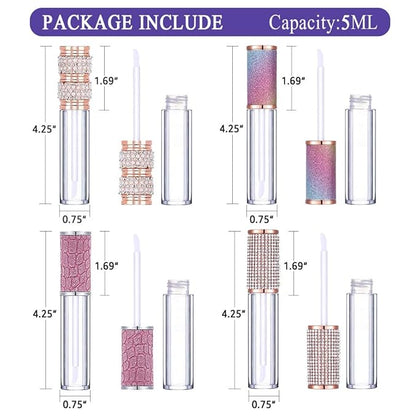 AMORIX 20 Pack Diamond Lip Gloss Tubes with Wand 5ml Empty Rhinestone Cute Lipgloss Bottles/Containers Crystal Lip Gloss Supplies Kit + 2pcs Syringes + Labels for DIY Lip Gloss Base