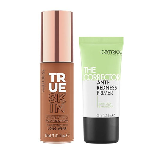 Catrice | True Skin Foundation 90 & The Corrector Anti-Red Primer| Full Coverage Makeup | Vegan & Cruelty Free