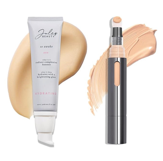 Julep Full Face Radiance Set | So Awake Complexion Booster Daily Moisturizer + Skin Perfecting Cushion Complexion Concealer + Foundation - 200 Nude