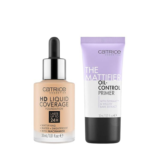 Catrice | HD Foundation 08 & The Mattifier Oil-Control Primer | Full Coverage Makeup | Vegan & Cruelty Free