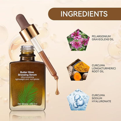 Butter Glow Bronzing Serum, Face Bronzers Serum, Hydrating Face Serum, bronzing drops for face, Liquid Bronzer, Bronzing Drops (2PCS, Large)