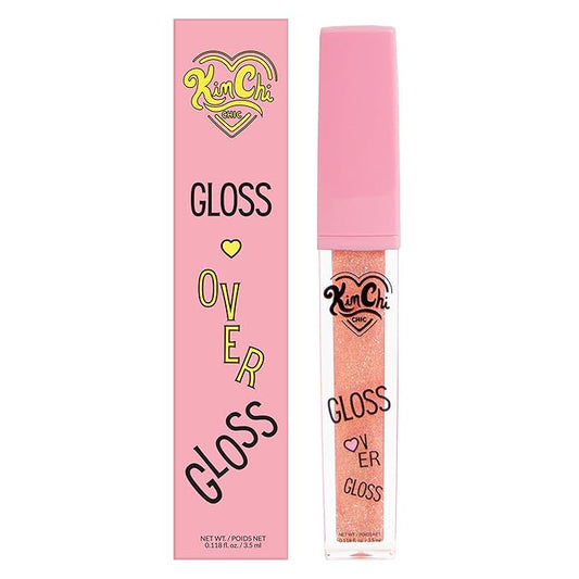 Kimchi Chic Gloss Over Gloss, Shimmery Micro-Sparkle Lip Gloss To Wear Alone Or Over Lipstick, Fragrance-Free Luscious Lip Balm, Peach Pink, 03 Peach Shimmer, 0.35ml