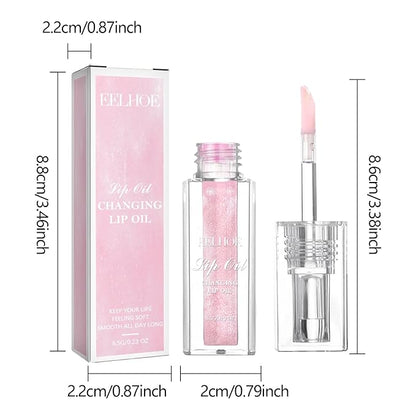 YUANLI Color Changing Lip Oil, Magic Hydrating Glimmer Lip Gloss Balm, Transparent Plumping Lip Oil Tinted for Long Lasting Moisturizing Non-sticky Fresh Texture Lip Oil - 1pcs
