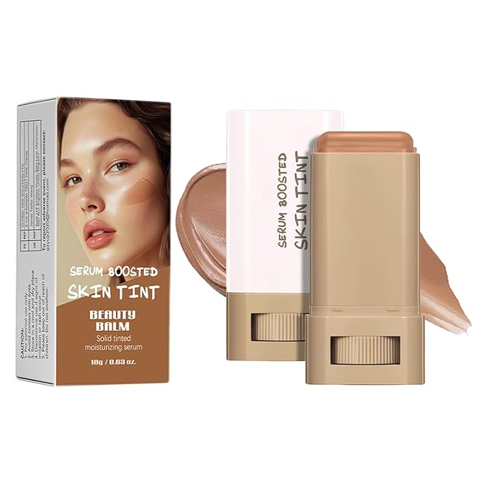 Foundation Stick Beauty Balm Serum Boosted Skin Tint, Solid Tinted Moisturizing Serum Foundation Face Stick, Multifunctional Full Coverage Concealer, Brightens, Makeup (#06)