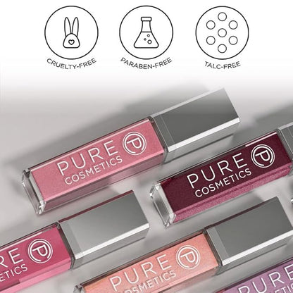 Pure Cosmetics Pure Illumination Lip Gloss - LED-lit Applicator w/Side Mirror - Non-Sticky, Moisturizing & Hydrating Lip Glosses - Soothes & Protects Dry Chapped Lips (Party Girl Pink)