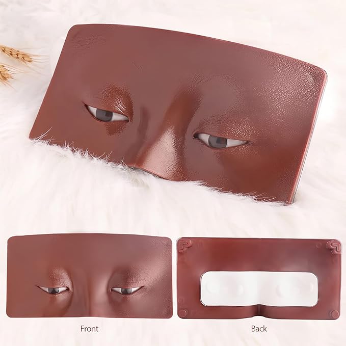 3D Makeup Practice Face Board Reusable Realistic Eyeshadow Eyeliner Eyebrow Mapping Makeup Practice Mannequin Face Board for Makeup Beginner or Professional Enthusiasts(Dark Colored)