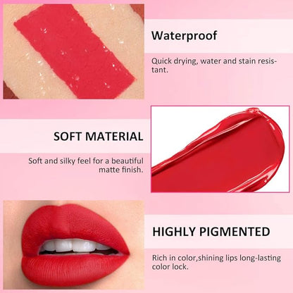 Matte Liquid Lipstick,Light Pink Liquid Lip Stains, Long Lasting Waterproof Lip Gloss Makeup, Velvet Non-Stick Cup Lips Stain X-15#