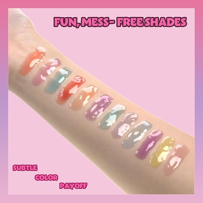 Disney Minnie Mouse 12 Piece Plant Based Lip Gloss, Girls Party Favors, First Makeup Set for Girl, Perfect for Parties, Sleepovers, and Birthday Gifts, Ages 3+, by Townley Girl