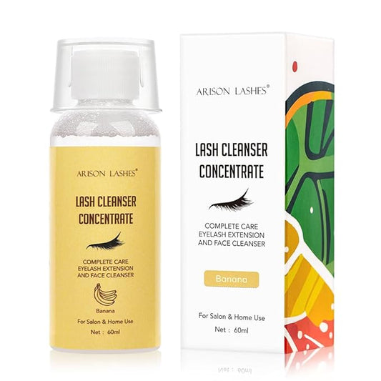 Eyelash Cleanser Concentrate 60ml Professional Lash Extensions Shampoo Natural Foaming Cleanser for Extensions Lashes with Salon Home Care-Makes 12 Bottles 60ml Eyelash Shampoo (bananas)