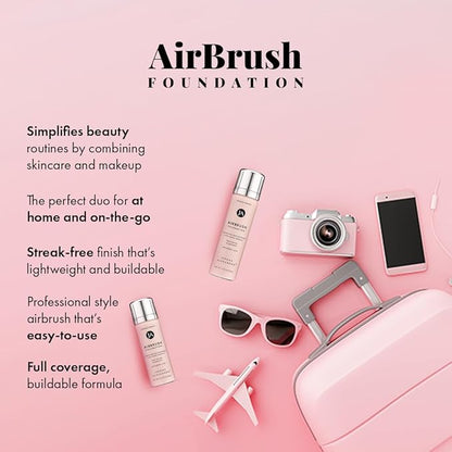 MagicMinerals AirBrush Foundation by Jerome Alexander, Mini Travel Size 1FL Oz, Easy Application Spray Makeup with Anti-aging Ingredients for Smooth Radiant Skin -Medium