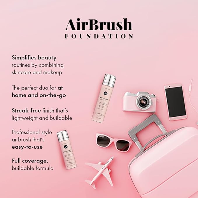Jerome Alexander MagicMinerals AirBrush Foundation, Spray Makeup with Skincare Active Ingredients, Ultra-Light, Buildable, Full Coverage Formula (Medium)