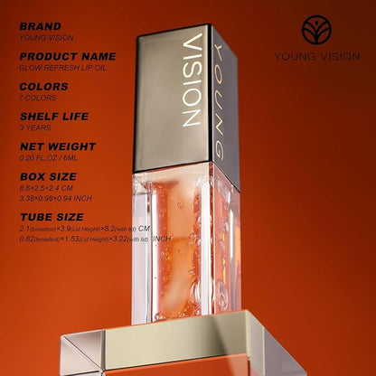 YOUNG VISION Lip Glow Oil, Lip Gloss with Jojoba Seed Oil, Moisturing and Plumping,0.20 fl oz(Pack of 1)