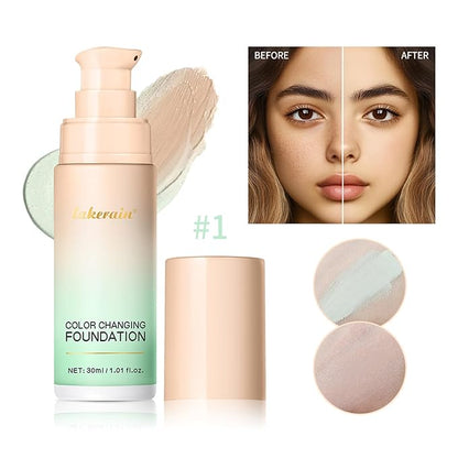 Colour Changing Foundation With Centella, CC Red Correction Cream, Color Correcting Formula for Blemishes, Red Skin, & Acne Marks, Liquid Foundation for Women-Green