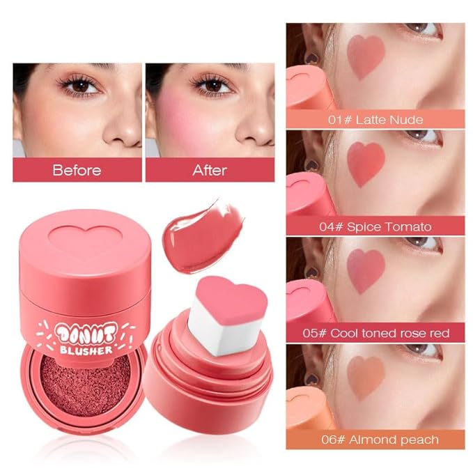 Liquid Blush with Heart Shaped Applicator, Natural Long Lasting, Light and Airy Makeup for Women (6)