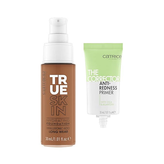 Catrice | True Skin Foundation 92 & The Corrector Anti-Red Primer| Full Coverage Makeup | Vegan & Cruelty Free