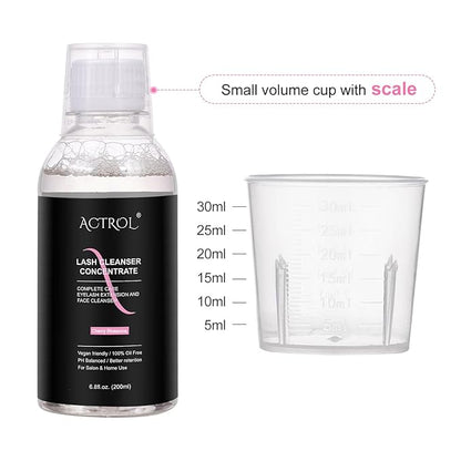 Eyelash Cleanser Concentrate 200ml Cherry Blossoms Professional Lash Shampoo Foaming Cleanser DIY Paraben & Sulfate Free Non-lrritating Wash for Extensions Lashes with Salon Home Care-Makes 20 Bottles