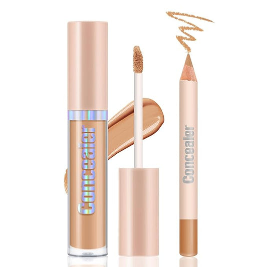 Camo Concealer Stick and Pencil Set, Full Coverage Concealer Kit, Lightweight Long Lasting Liquid Concealer for Women All-Day Wear