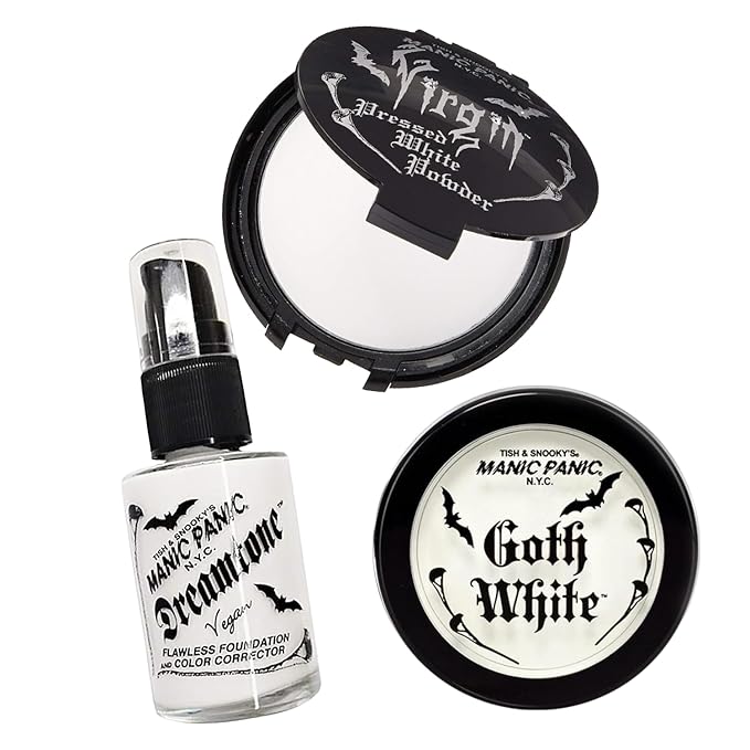 MANIC PANIC Goth White Cream to Powder Foundation and White Pressed Powder Bundle