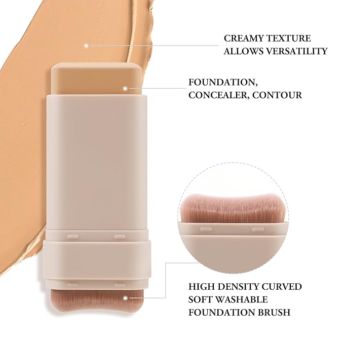 Matte Foundation Stick - Full Coverage Concealer And Contour Stick With Built In Applicator