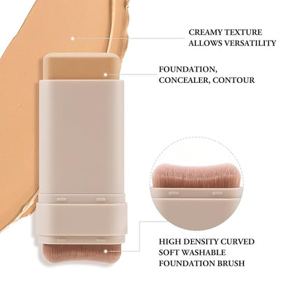 Matte Foundation Stick - Full Coverage Concealer And Contour Stick With Built In Applicator