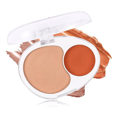 Dual-Tone Face Blush Palette for Cheeks - Waterproof, Long-Lasting, Satin Finish, Creamy Texture, Sculpting, All Skin Tones, Squalane, Highlighting, for Home, Travel, Makeup 2 Tone Tint 8#