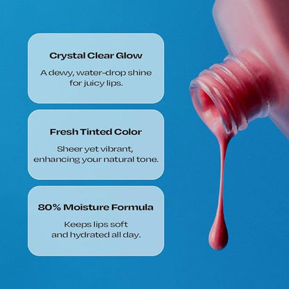 Lip Potion Aqua Glow No.6 Grape Sherbet | Hydrating, Non-Sticky Gloss with Sheer Radiance | 0.3 Oz