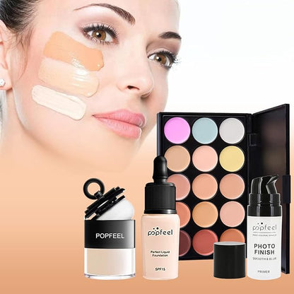 All-in-one Holiday Makeup Gift Set | Full Makeup Kit for Women Essential Starter Bundle Include Eyeshadow Palette Lipstick Blush Cream Concealer Face Powder Eyeliner Mascara Lipgloss Brush