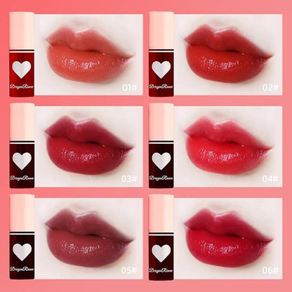 6 Colors Lip Tint Stain Set, Charm Kiss Korean Lip Gloss Plumping Mini Liquid Lipstick, Multi-use Lip and Cheek Tint, Long lasting Non-Stick Cup Waterproof, High Pigment, Vivid Color, Lip Tint Makeup