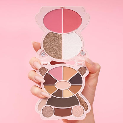 KimChi Chic Teddy Kim Palette - 17 Playful Eyeshadows, 2 Blushes, 2 Highlighters, Cruelty Free Makeup Palette, Girlfriend Pink 1.09oz