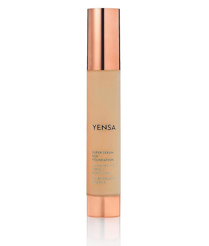 YENSA Serum Foundation Makeup - Super Silk Full Coverage Foundation Enriched with Peptides, Vitamin C & Ferulic Acid to Help Reduce Fine Lines, Wrinkles & Dark Circles - Medium 1 (1 oz)