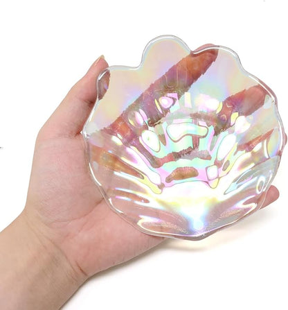 yueton 1PCS Glass Nail Art Palette Colorful Shell Shape Nail Art Palette Creative Nail Art Display Stand Makeup Palette Nail Art Supplies
