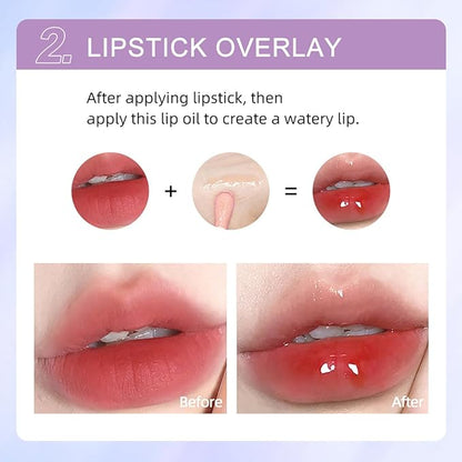 2Pcs Crystal Jelly Moisturizing Lip Oil Hydrating Lip Gloss Set, Non-sticky Fresh Texture Nourishing Plumping Lip Oil Long Lasting Lip Care Tools