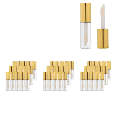 Case of 45 packs, Empty Plastic Clear Lip Gloss Tubes Lip Balm Bottle Container Gold Transparent 1.2ML Makeup Tool for Women (45 pcs, Gold)