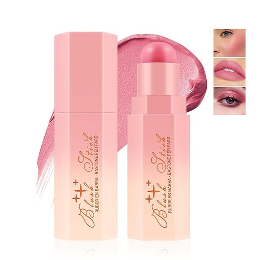 Matte Cream Blush Stick for Cheeks,Blendable Color,Long Lasting Blusher,Highly Pigmented,Non-Greasy，Multi-Stick