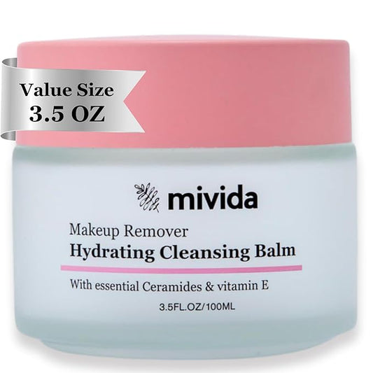 Makeup Remover Cleansing Balm, Gently Melt Stubborn Waterproof Makeup, Mascara, Eye Liner| Hydrating Facial Cleanser with Ceramides, Vit E & Hyaluronic-Acid For Norished Skin, Big Size 3.5 fl oz